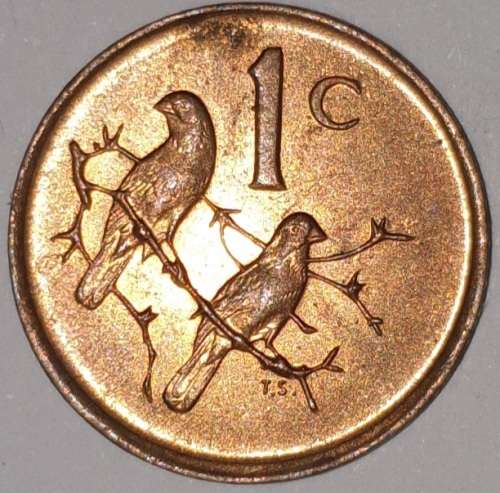 1989 - 1 CENT COIN (ONE CENT COIN) - RSA - BRONZE - KM#82 - BILINGUAL LEGEND - SPARROWS
